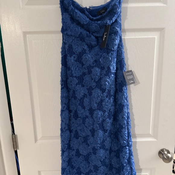 Lulus Flawless Perfection Blue Floral Applique Strapless Midi Dress - Size M - Picture 2 of 3